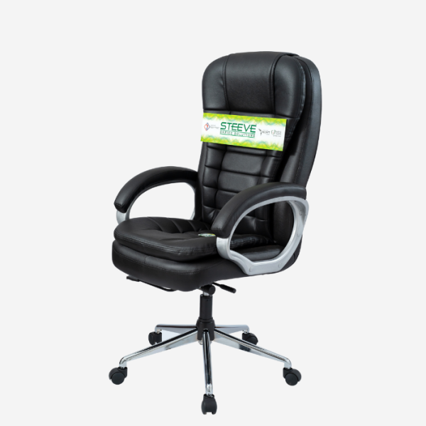 Metal Black High Back Leather Revolving Office Chair (RC 04)